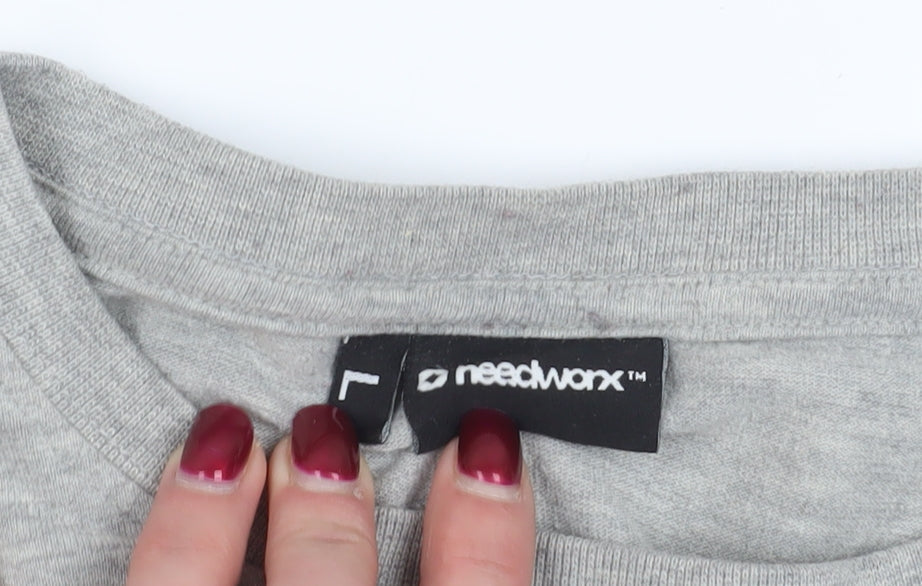 needworx Grey Graphic Men's T-Shirt, Crew Neck, Regular Fit