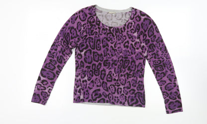 Purple Animal Print Knit Jumper XS