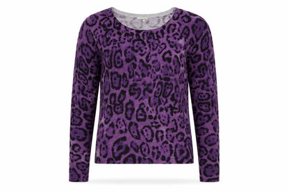 Purple Animal Print Knit Jumper XS