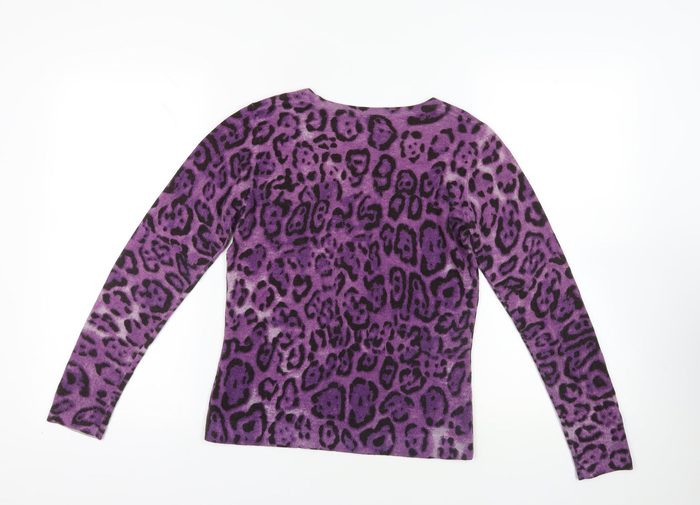 Purple Animal Print Knit Jumper XS