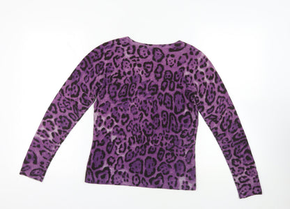 Purple Animal Print Knit Jumper XS