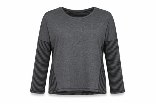 Front view of Bench Grey Striped Crew Neck T-Shirt, size S