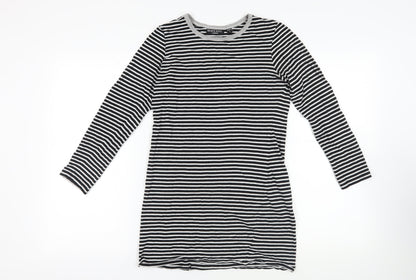 Brave Soul Striped Black T-Shirt Dress S