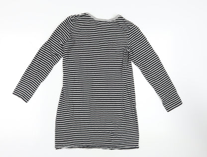 Brave Soul Striped Black T-Shirt Dress S
