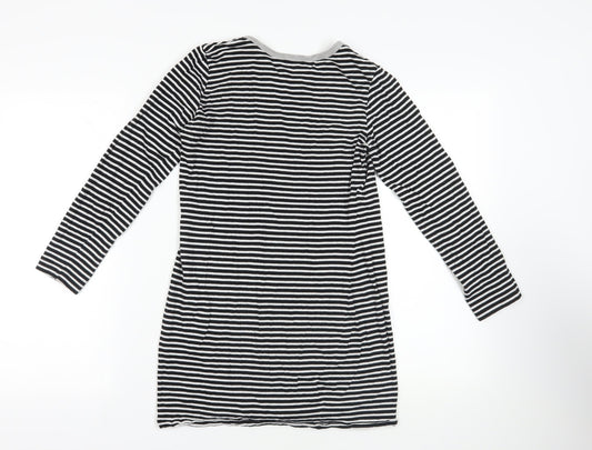Brave Soul Striped Black T-Shirt Dress S