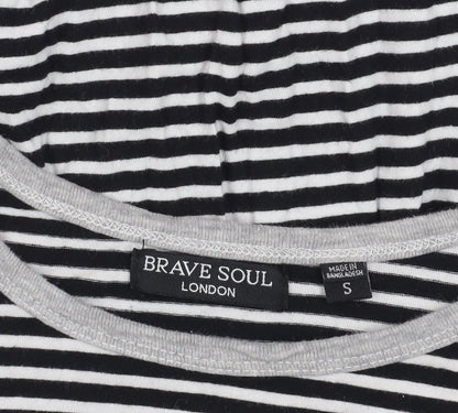 Brave Soul Striped Black T-Shirt Dress S