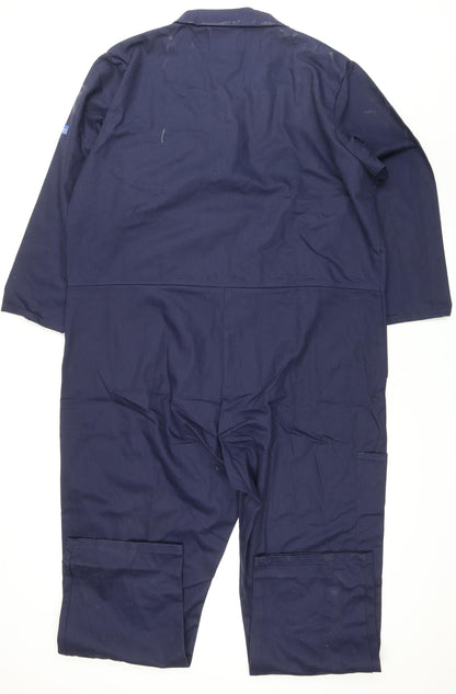 Flametex Mens Blue Cotton Carpenter Trousers Size XL L28 in Regular Snap - Full Length 64'' Coverall Workwear