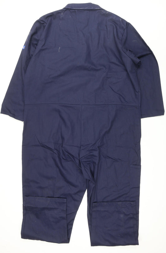 Flametex Mens Blue Cotton Carpenter Trousers Size XL L28 in Regular Snap - Full Length 64'' Coverall Workwear