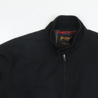 POP Mens Black Bomber Jacket Jacket Size S Zip