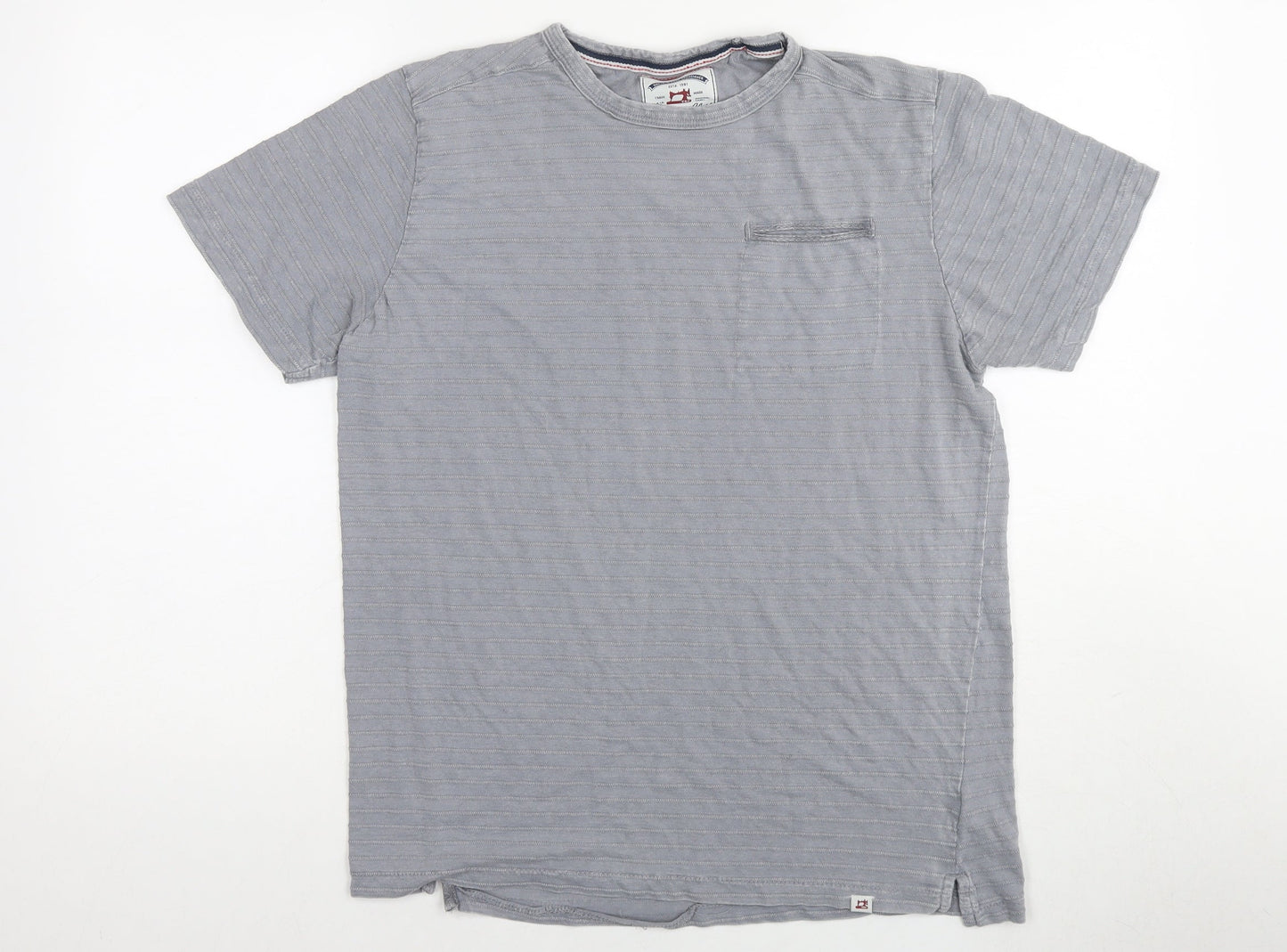 Thread & Cloth Mens Grey Cotton T-Shirt Size M Round Neck