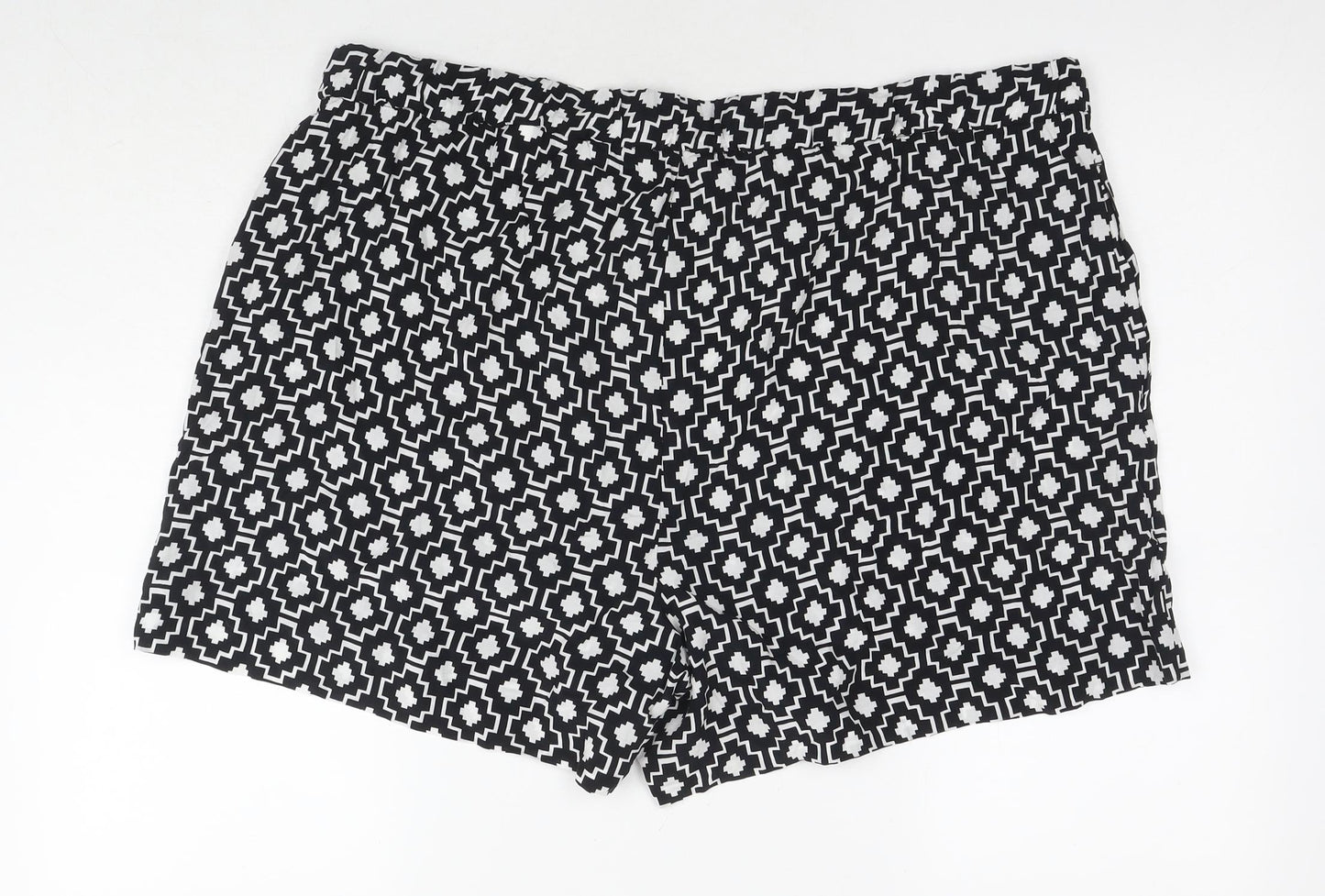 Autograph Womens Black Geometric Cupro Mom Shorts Size 22 L4 in Regular Drawstring