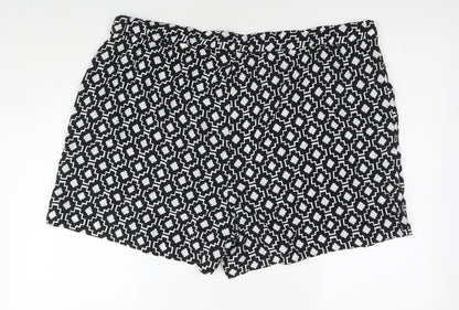 Autograph Womens Black Geometric Cupro Mom Shorts Size 22 L4 in Regular Drawstring