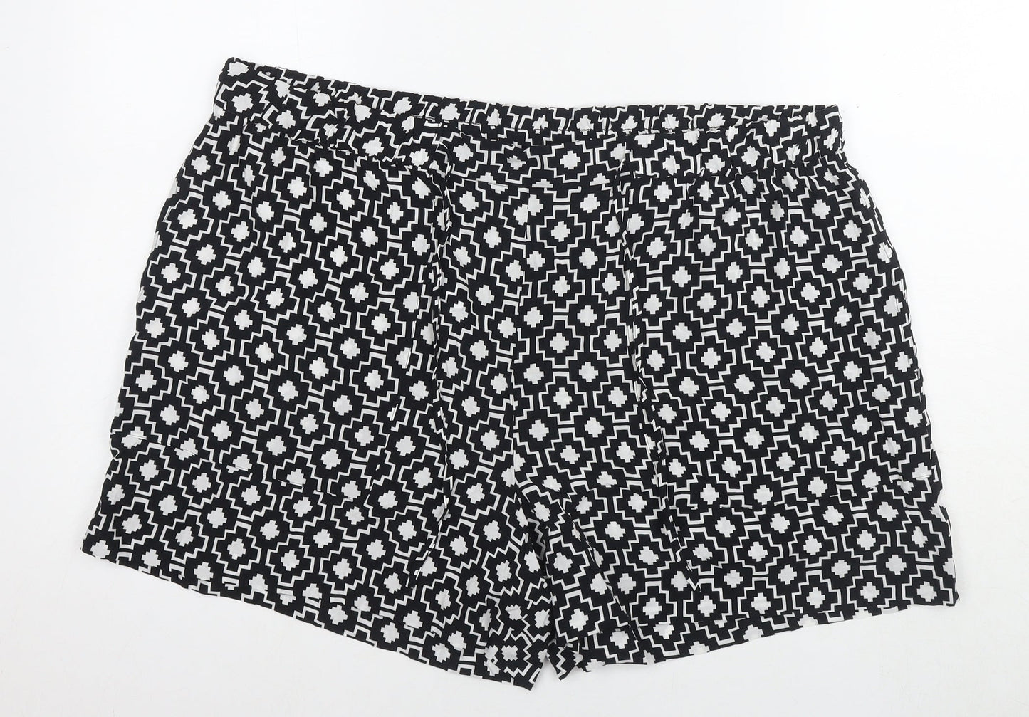 Autograph Womens Black Geometric Cupro Mom Shorts Size 22 L4 in Regular Drawstring