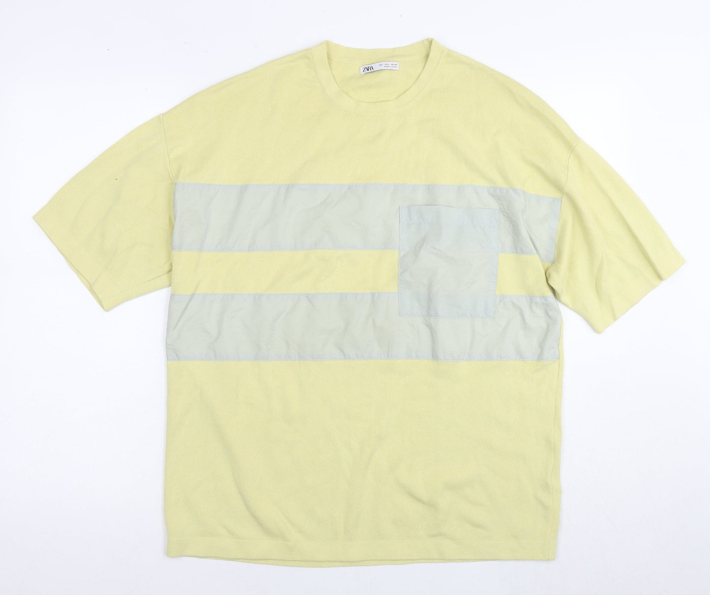 Womens UK Size L Zara Yellow Basic T-Shirt