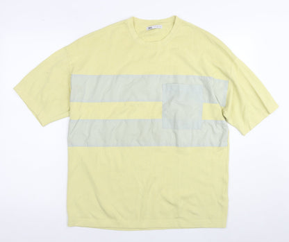 Womens UK Size L Zara Yellow Basic T-Shirt