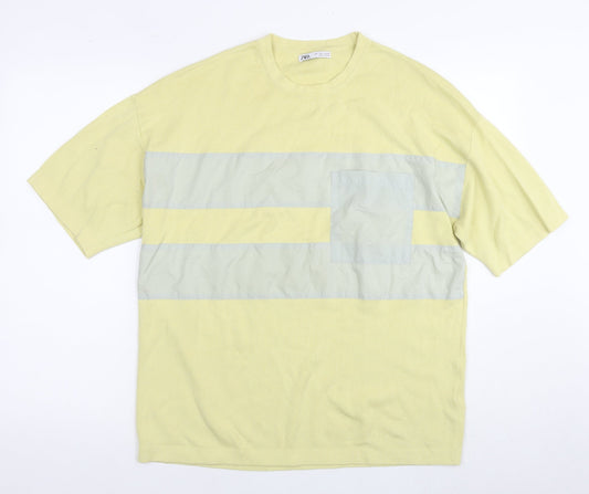 Womens UK Size L Zara Yellow Basic T-Shirt
