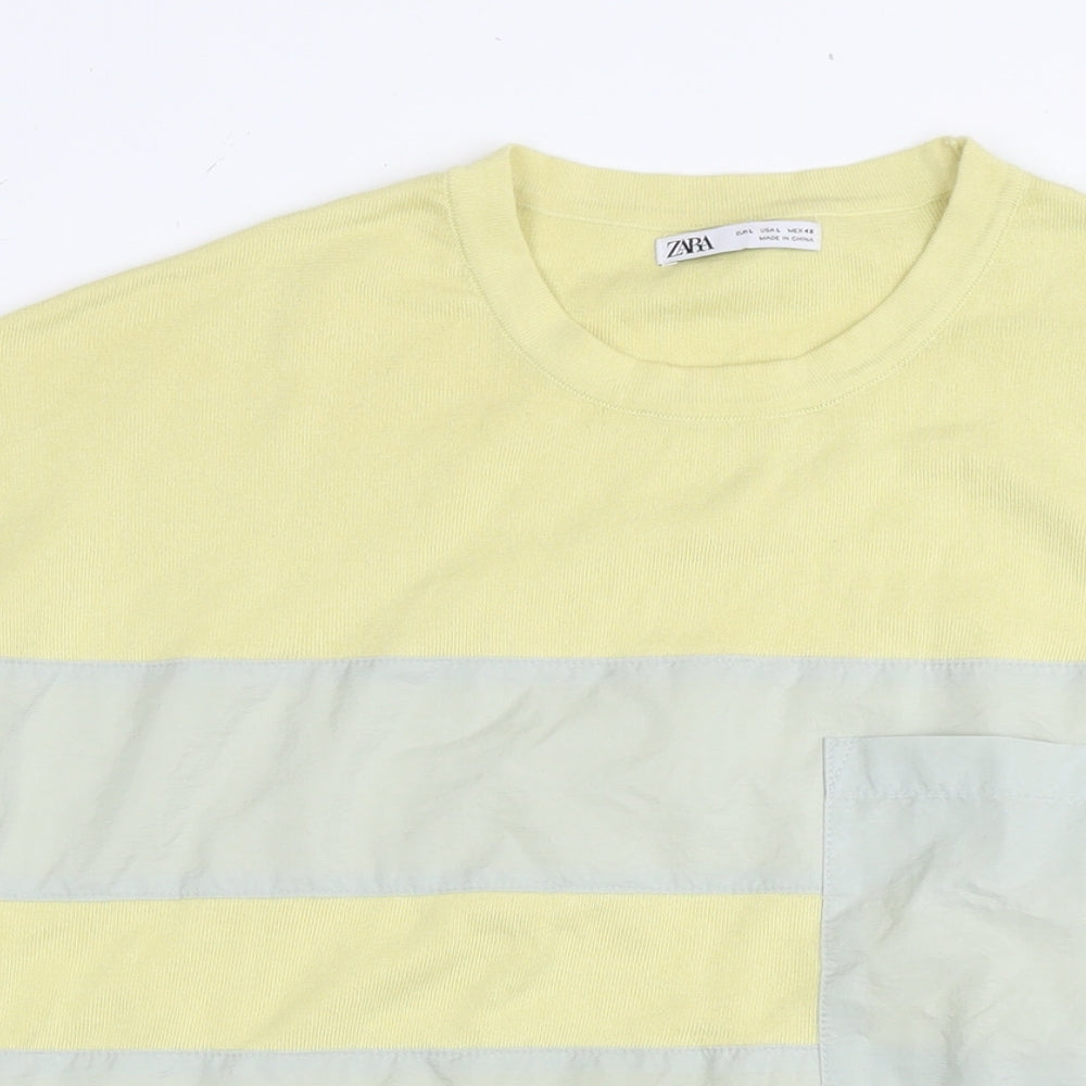 Womens UK Size L Zara Yellow Basic T-Shirt