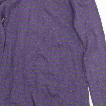 Blue Zoo Girls Purple Round Neck Striped Cotton Tunic Jumper Size 7-8 Years Pullover