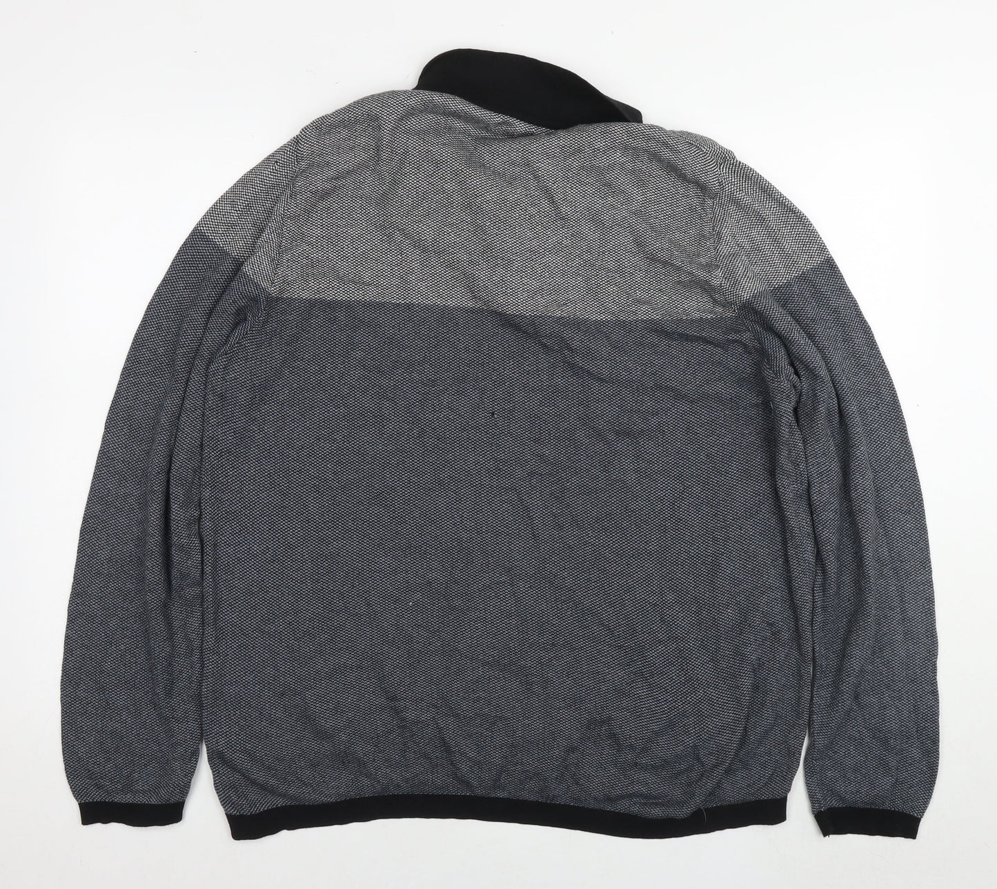 River Island Mens Blue Collared Cotton Pullover Jumper Size XL Long Sleeve