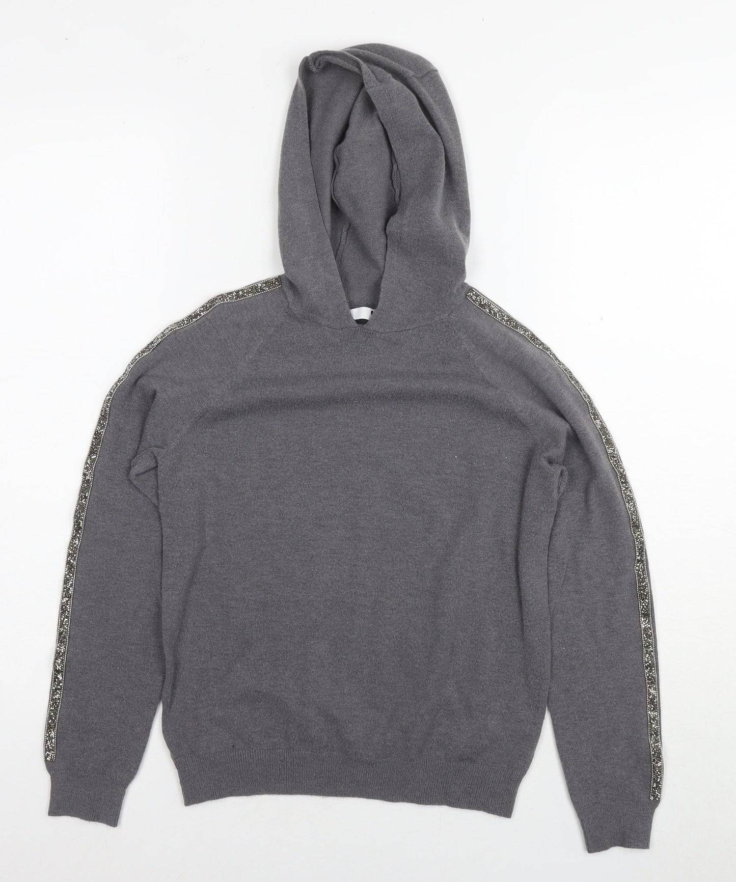 Very Girls Grey Polyester Pullover Hoodie Size 11-12 Years Pullover - Glitter Detail