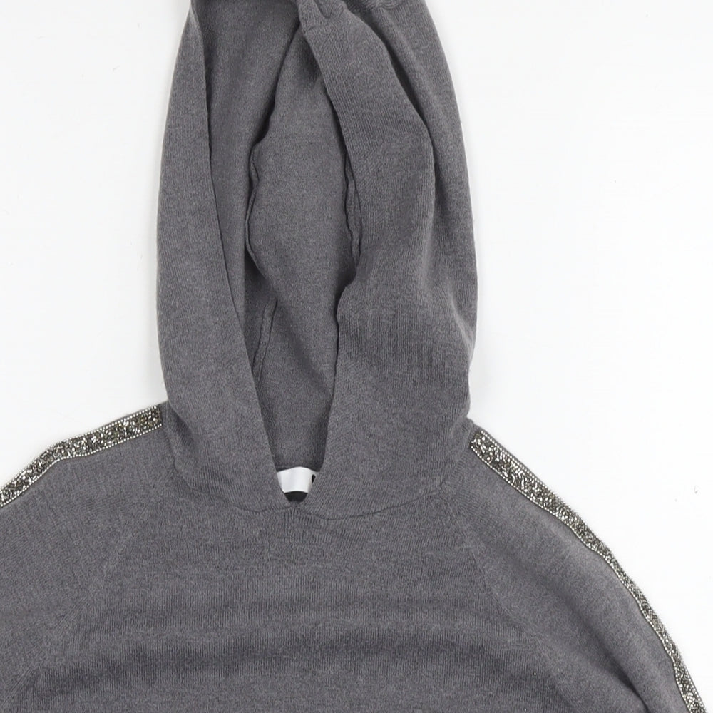 Very Girls Grey Polyester Pullover Hoodie Size 11-12 Years Pullover - Glitter Detail