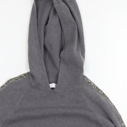 Very Girls Grey Polyester Pullover Hoodie Size 11-12 Years Pullover - Glitter Detail