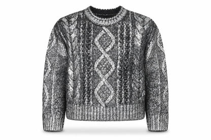 Marks and Spencer Girls Silver Round Neck Acrylic Pullover Jumper Size 6-7 Years Pullover