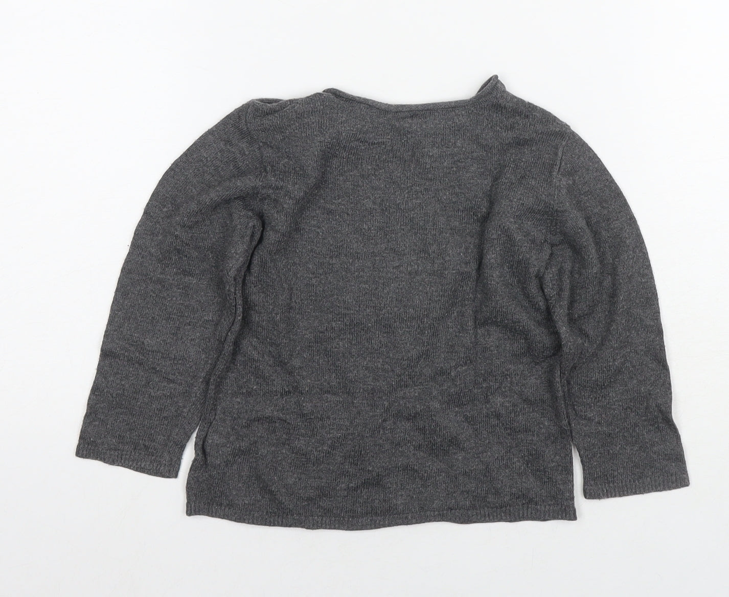 H&M Girls Grey Round Neck Polyamide Pullover Jumper Size 2 Years Pullover - Moon, Stars