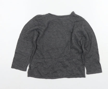 H&M Girls Grey Round Neck Polyamide Pullover Jumper Size 2 Years Pullover - Moon, Stars