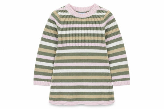 Topolino Girls Multicoloured Striped Cotton Tunic Jumper Size 18-24 Months Pullover