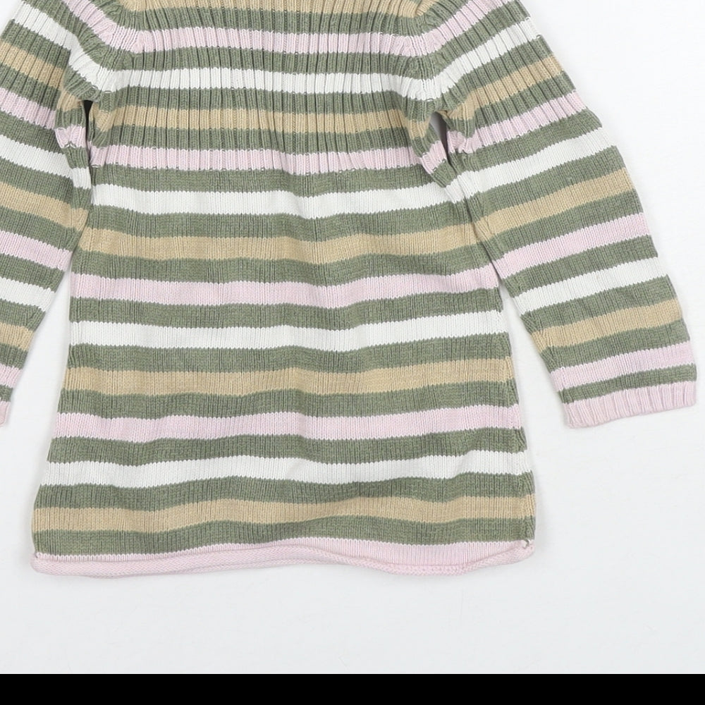 Topolino Girls Multicoloured Striped Cotton Tunic Jumper Size 18-24 Months Pullover
