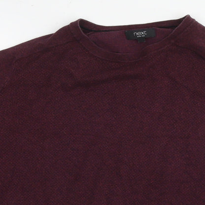 NEXT Mens Purple Round Neck Cotton Pullover Jumper Size XL Long Sleeve