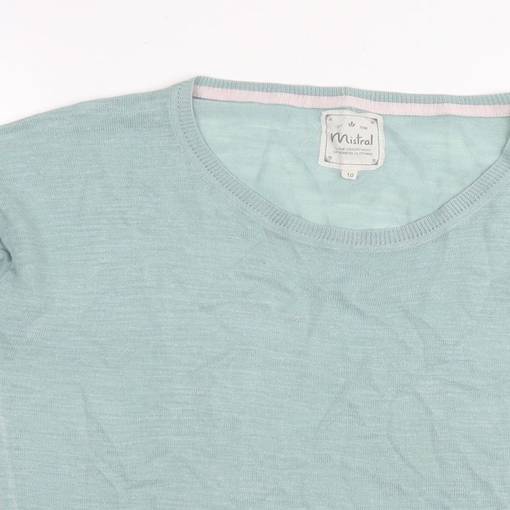 Womens UK Size 10 Mistral Blue Basic T-Shirt