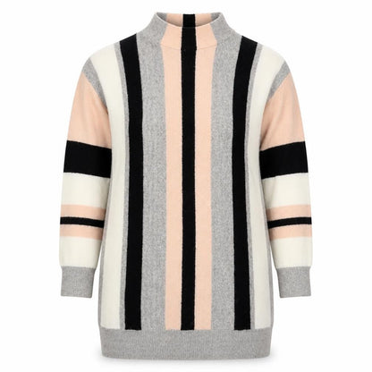 Wallis Womens Multicoloured Round Neck Striped Acrylic Tunic Jumper Size S