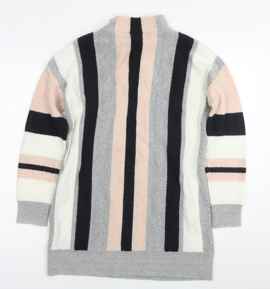Wallis Womens Multicoloured Round Neck Striped Acrylic Tunic Jumper Size S