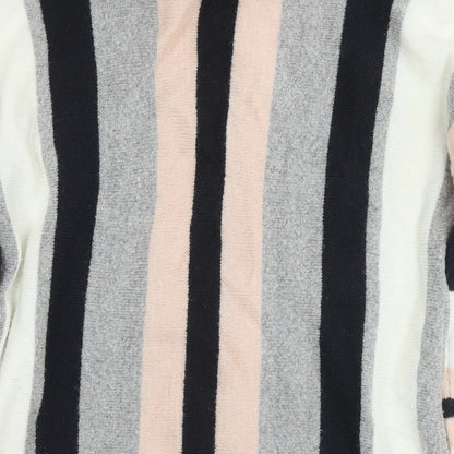 Wallis Womens Multicoloured Round Neck Striped Acrylic Tunic Jumper Size S