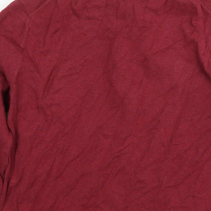 Marks and Spencer Mens Red Round Neck Cotton Pullover Jumper Size M Long Sleeve