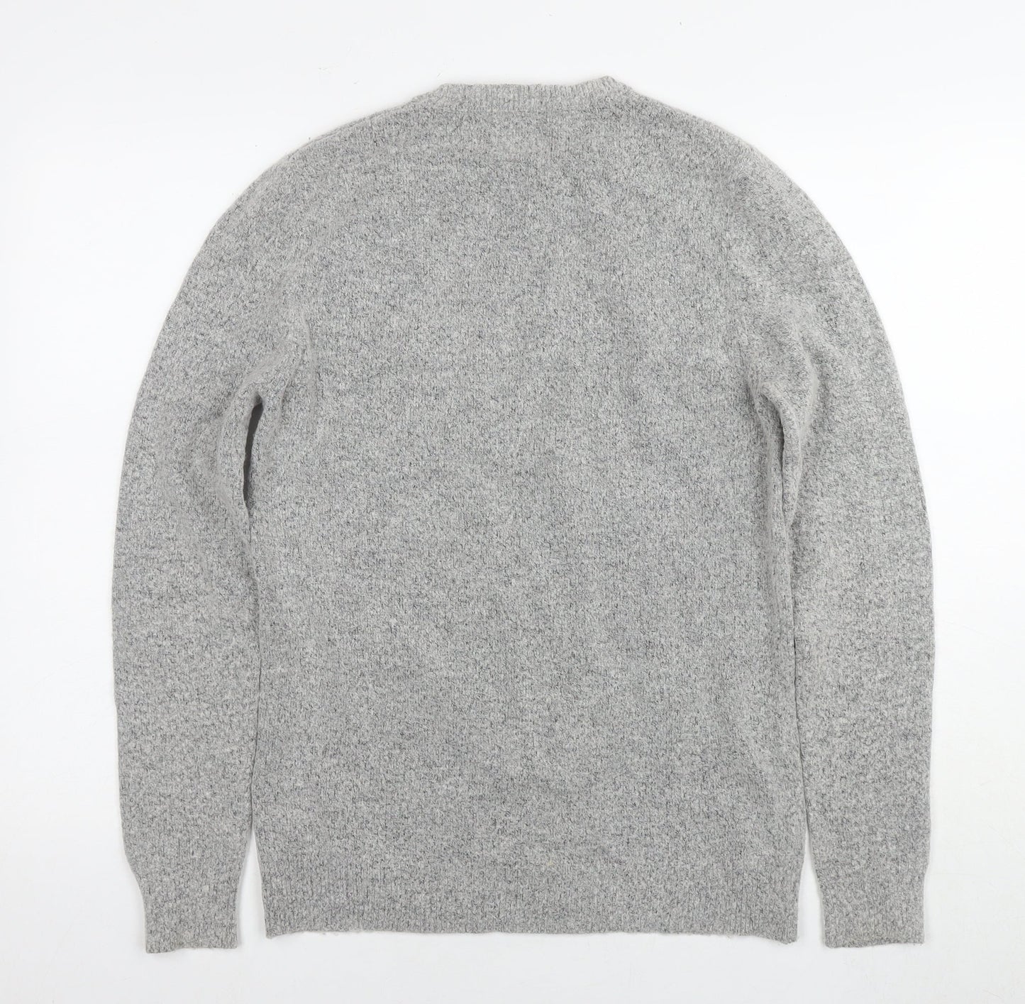 Burton Mens Grey Round Neck Acrylic Pullover Jumper Size S Long Sleeve