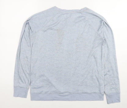 Jaclyn Intimates Womens Blue Round Neck Polyester Pullover Jumper Size M