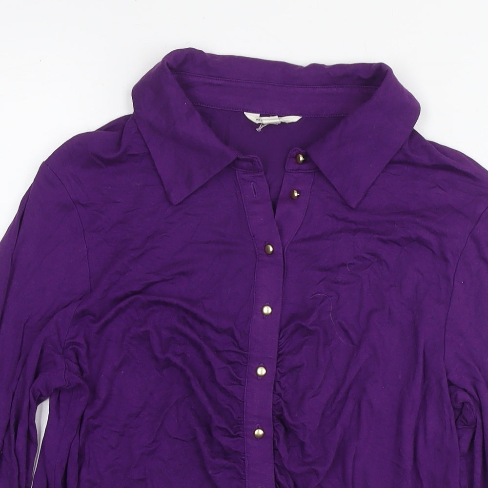 Womens UK Size M Monsoon Purple Basic Button-Up