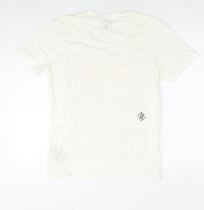 Non Grada Mens White Cotton T-Shirt Size M Round Neck - Eat sleep beach repeat party