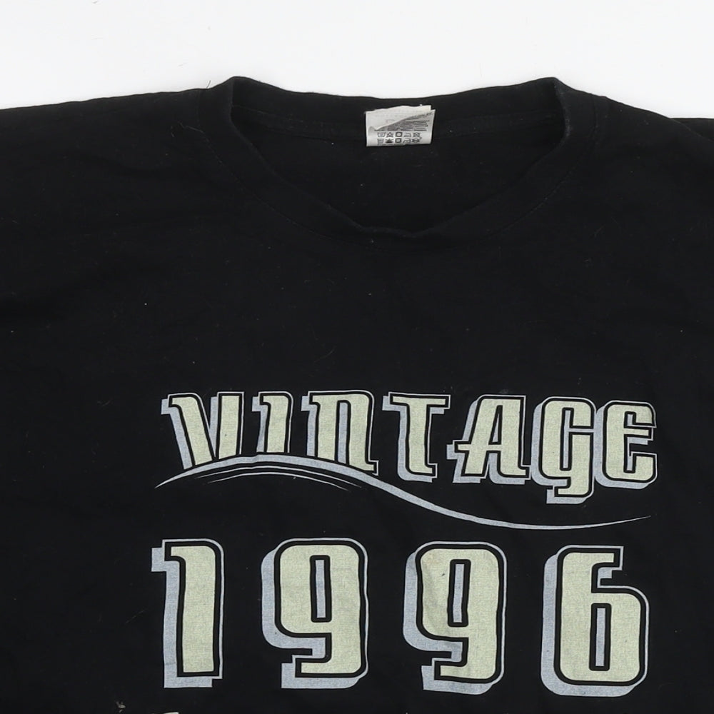 B&C Mens Black Cotton T-Shirt Size L Round Neck - Vintage 1996 Aged to perfection