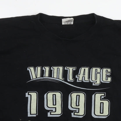 B&C Mens Black Cotton T-Shirt Size L Round Neck - Vintage 1996 Aged to perfection