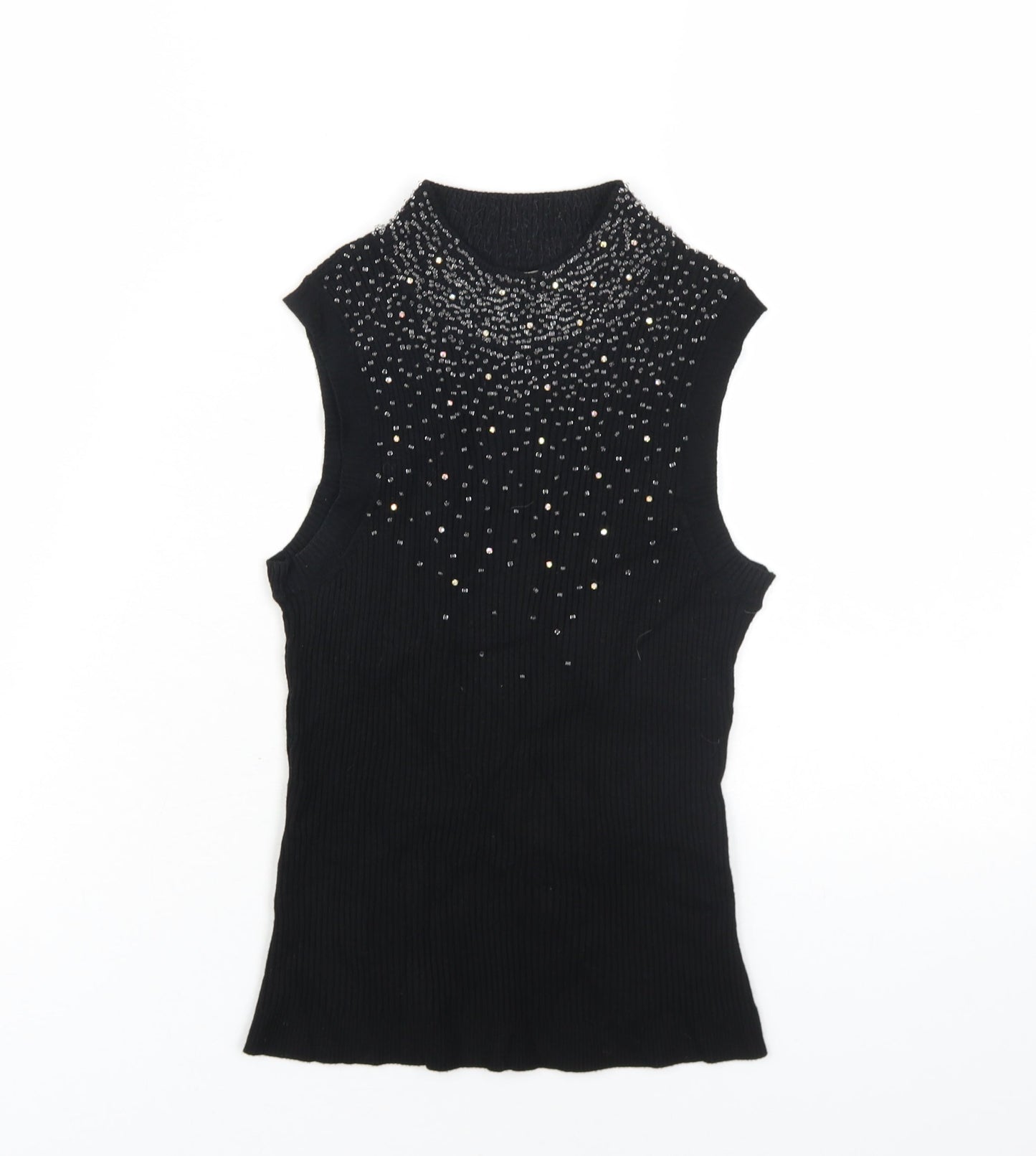 Womens UK Size XS Planet Black Basic Tank