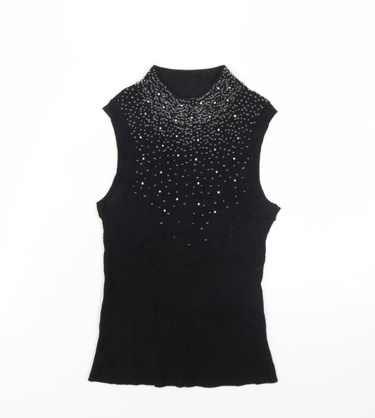 Womens UK Size XS Planet Black Basic Tank