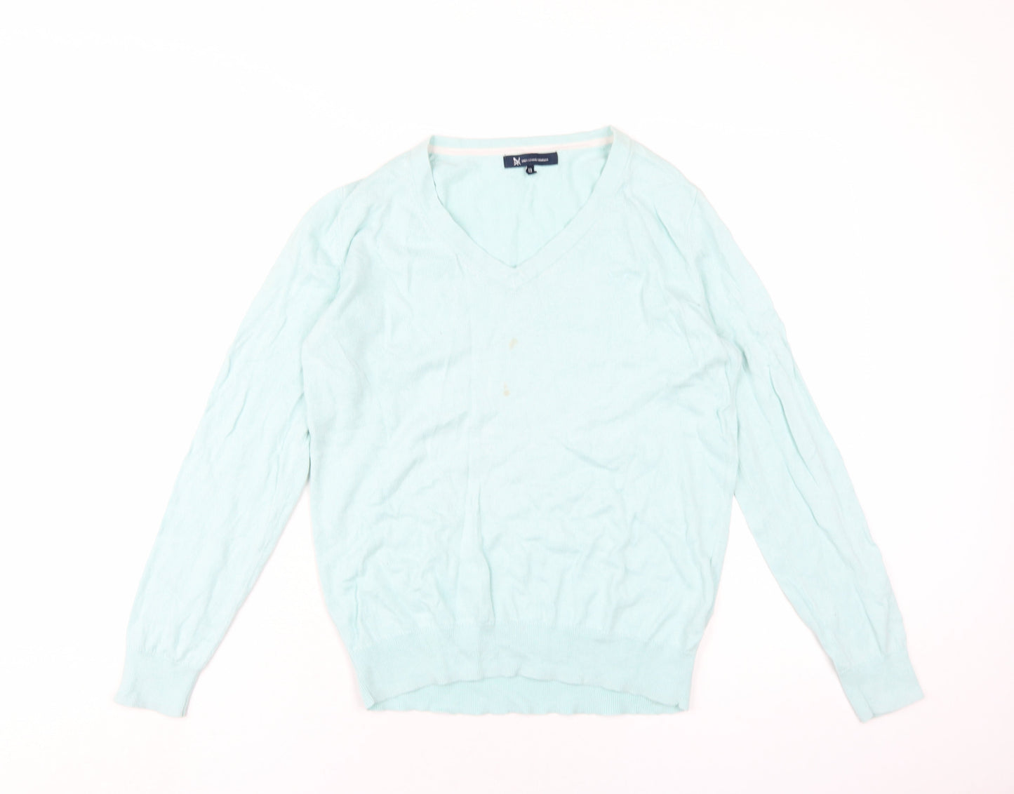 Crew Clothing Womens Green V-Neck Cotton Henley Jumper Size 12