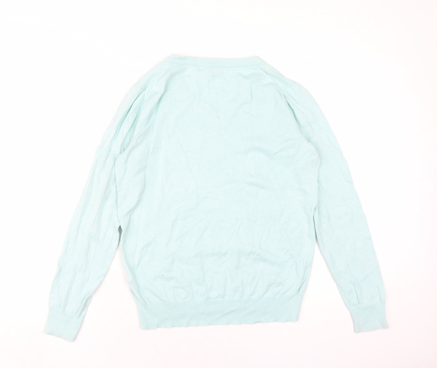 Crew Clothing Womens Green V-Neck Cotton Henley Jumper Size 12