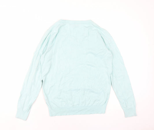 Crew Clothing Womens Green V-Neck Cotton Henley Jumper Size 12