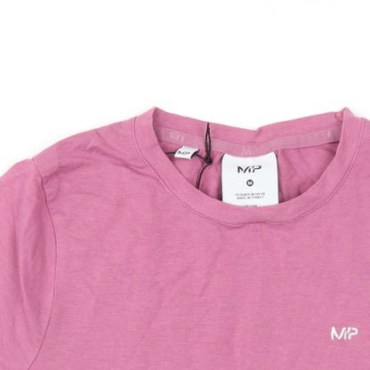 Myprotein Womens Pink Cotton Basic T-Shirt Size M Round Neck