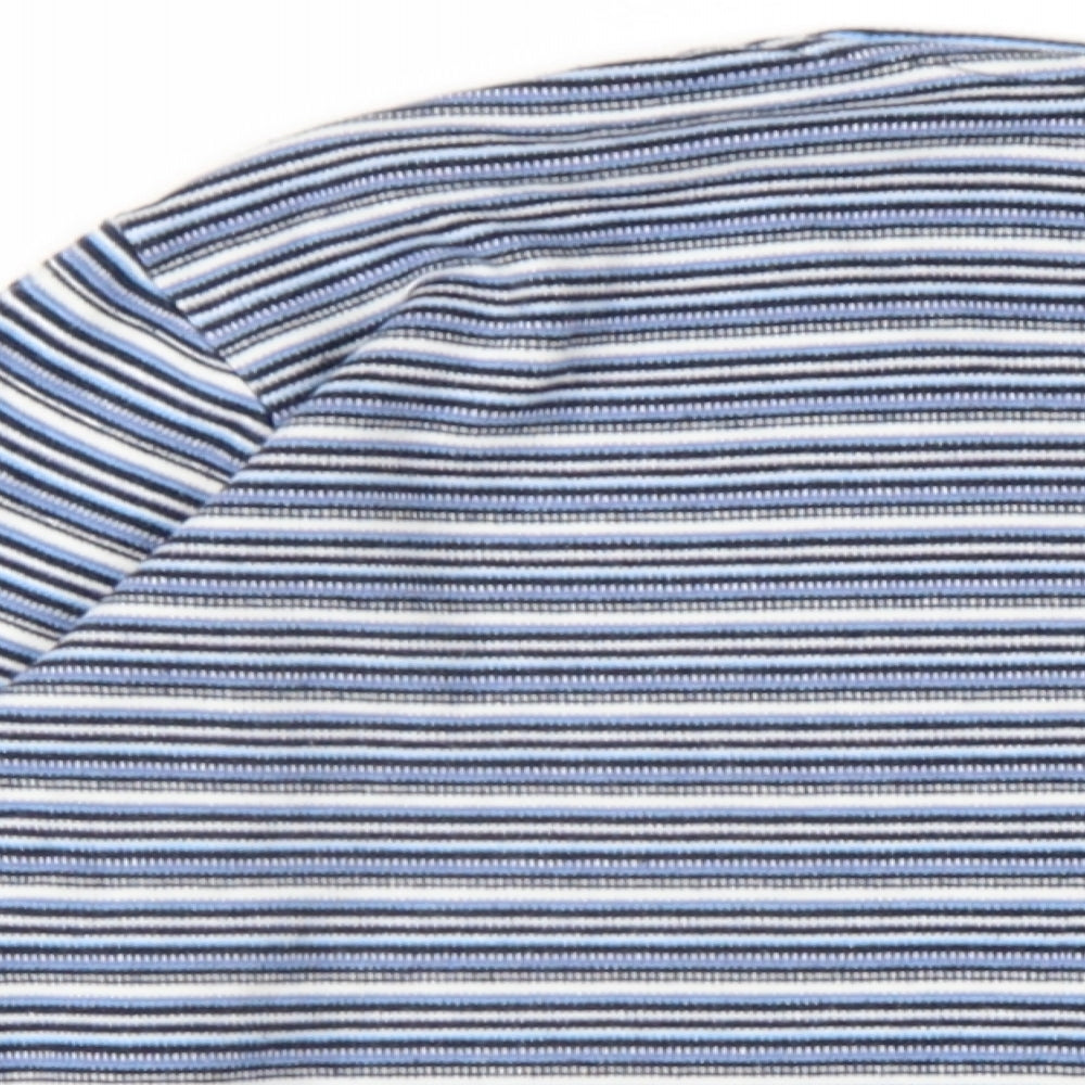 EWM Womens Blue Striped Cotton Basic T-Shirt Size 14 Round Neck